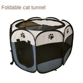 Oxford cloth folding pet tent cat kennel dog kennel cat delivery room indoor pet fence octagonal pet fence (Color: Rice pink (pink bottom))