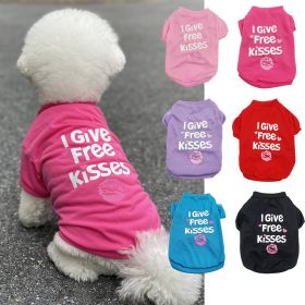 Pet Cotton Clothes for Cats and Dogs in Summer English Print Pet Dog Clothes Tank Top T-shirt in Summer (Color: purple)