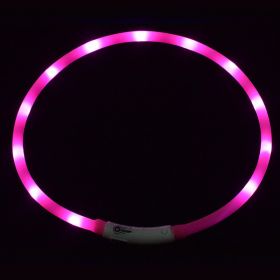 Pet's LED Collar With USB Rechargeable Glowing Lighted Up & Cuttable Waterproof Safety For Dogs (Color: Pink)