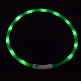 Pet's LED Collar With USB Rechargeable Glowing Lighted Up & Cuttable Waterproof Safety For Dogs (Color: Light Green)