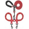 Dual Dog Leash; Tangle Free With Reflective Stitching; 2 Dog Leashes With Heavy Duty Metal Clip